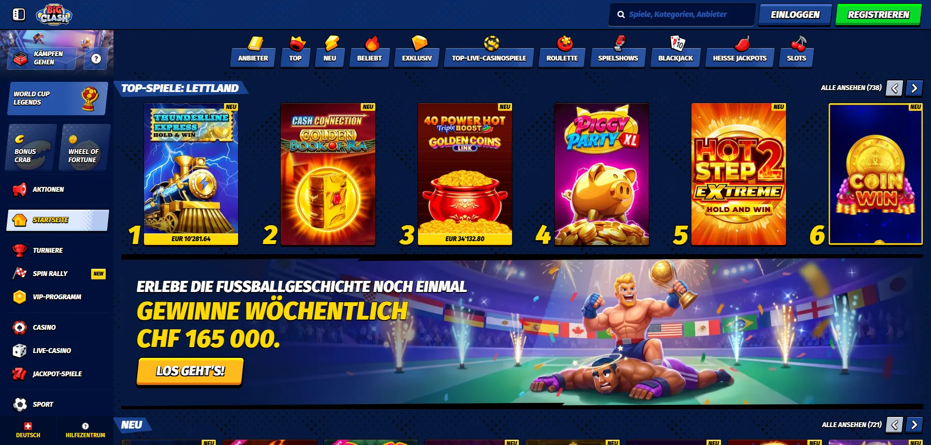 BigClash Casino Spielauswahl &ndash; Slots, Tische und Live Dealer &Ouml;sterreich